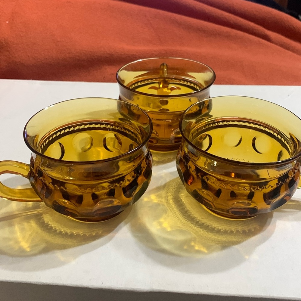 Kings Crown Thumb print Amber Mugs Set of 3